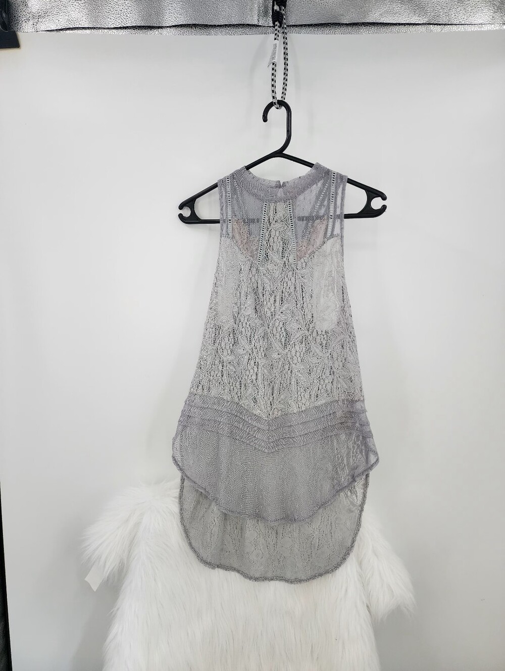 Free People Modern Dot Tank Top, Hi - Low Lace Tank, Size XS - Picture 4 of 11